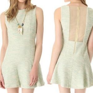 Alice + Olivia Lora Tweed Drop Waist Sheer Back Mini Dress